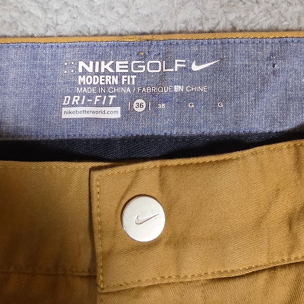 Nike Chino Pants Mens 36 Brown Excellent Tapered Golf Modern Fit Dri-Fit - Picture 7 of 9